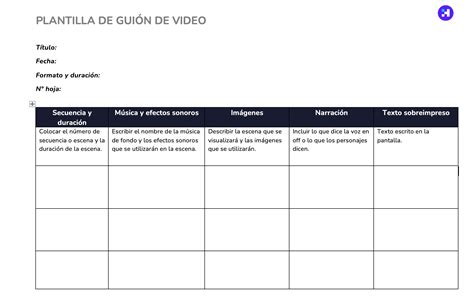 Plantilla Para Guion De Video